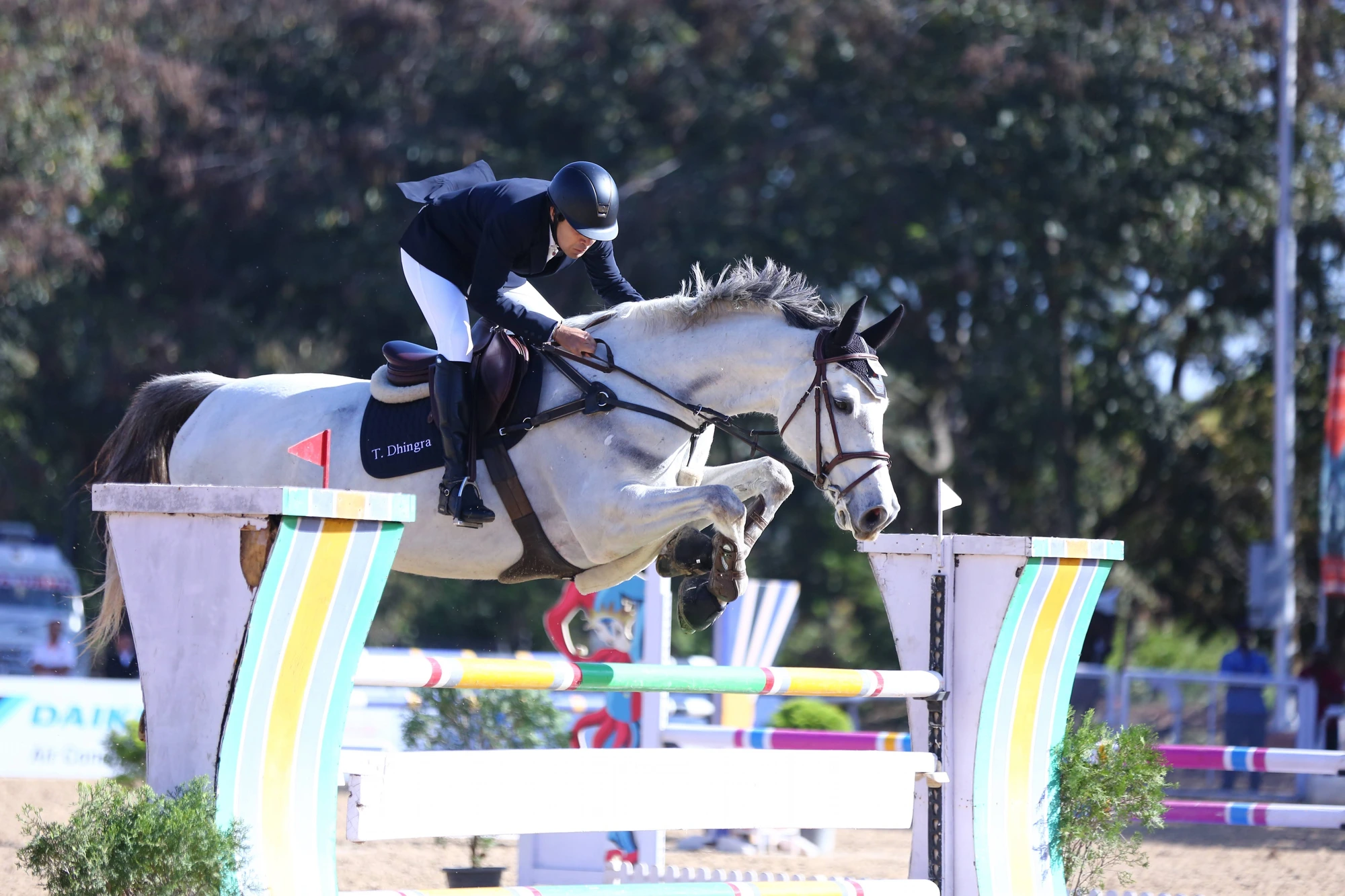 Tejas Dhingra competing in equestrian sport